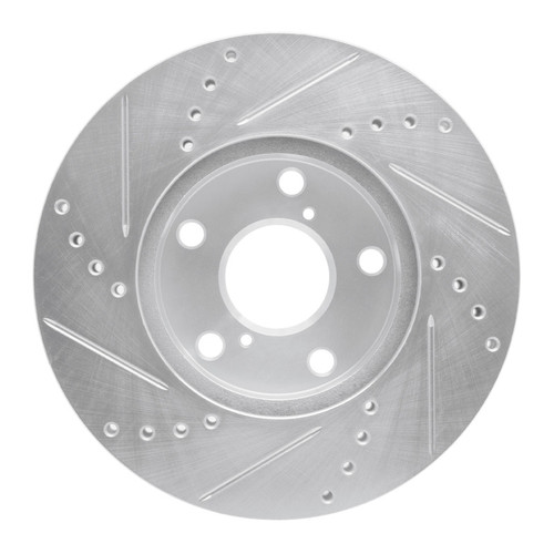 R1 01-05 Toyota RAV4 Front Right Drilled & Slotted Silver Brake Rotor