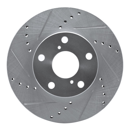 R1 01-05 Toyota RAV4 Front Left Drilled & Slotted Silver Brake Rotor