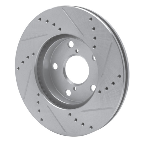 R1 01-05 Toyota RAV4 Front Left Drilled & Slotted Silver Brake Rotor