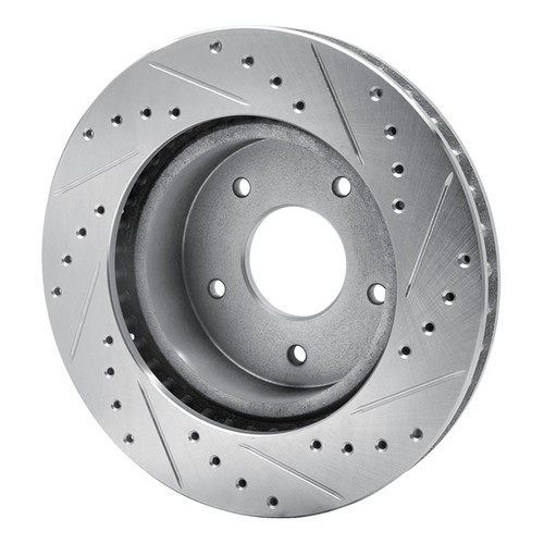 R1 63-82 Chevrolet Corvette Front Left Drilled & Slotted Silver Brake Rotor