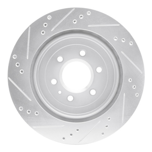 R1 04-09 Cadillac SRX Rear Right Drilled & Slotted Silver Brake Rotor
