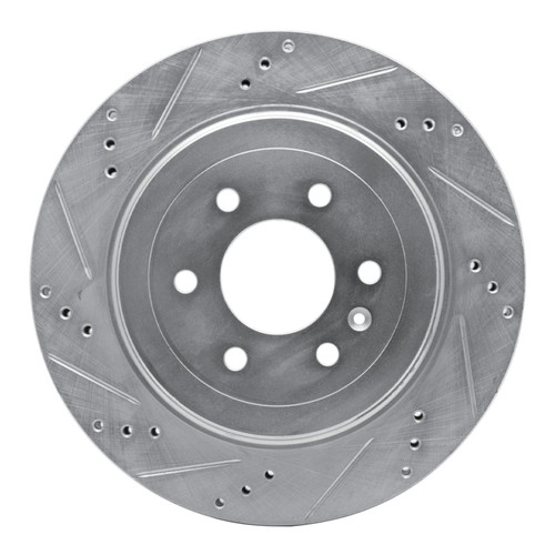 R1 04-09 Cadillac SRX Rear Left Drilled & Slotted Silver Brake Rotor