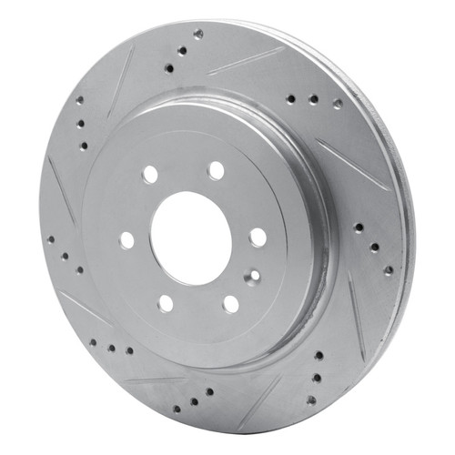 R1 04-09 Cadillac SRX Rear Left Drilled & Slotted Silver Brake Rotor