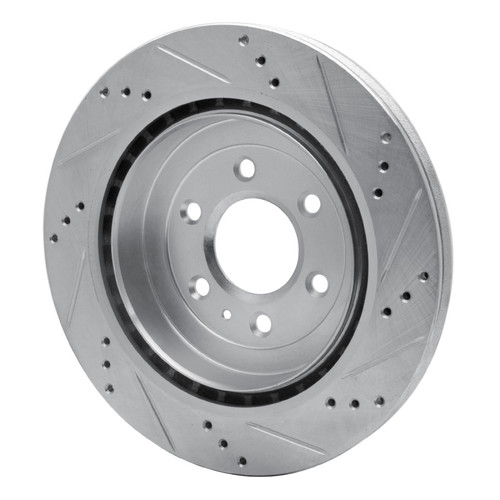 R1 04-09 Cadillac SRX Rear Left Drilled & Slotted Silver Brake Rotor