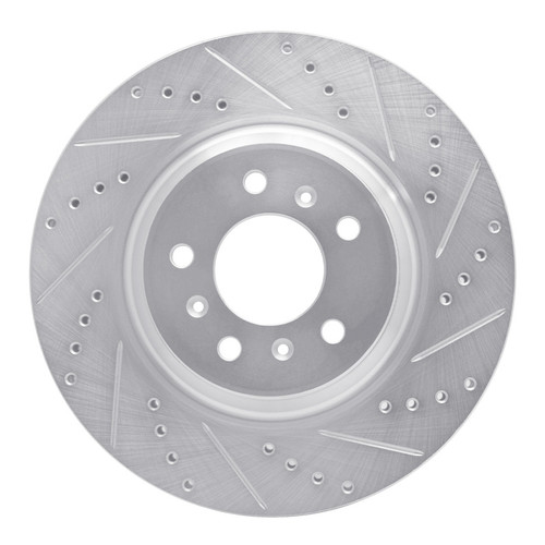 R1 06-16 Buick Lucerne Front Right Drilled & Slotted Silver Brake Rotor