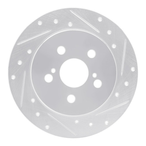 R1 09-24 Lexus CT200H Rear Right Drilled & Slotted Silver Brake Rotor