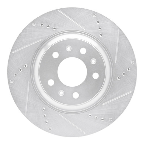 R1 04-08 Cadillac CTS Front Right Drilled & Slotted Silver Brake Rotor