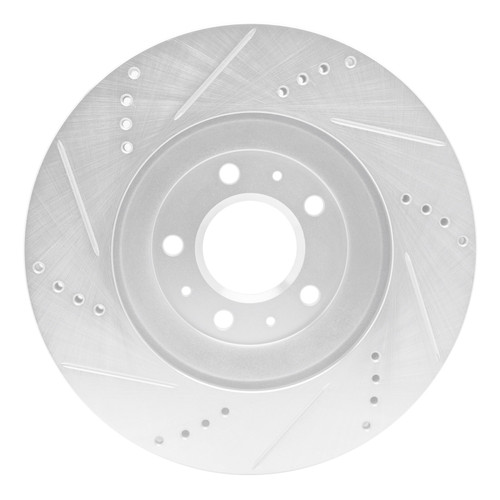 R1 04-08 Cadillac CTS Front Right Drilled & Slotted Silver Brake Rotor