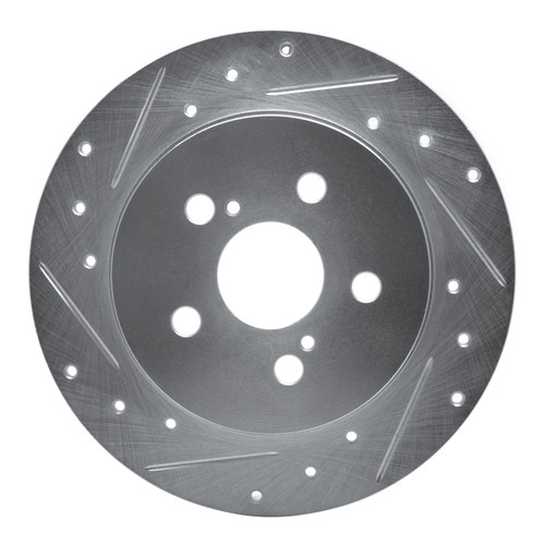 R1 09-24 Lexus CT200H Rear Left Drilled & Slotted Silver Brake Rotor