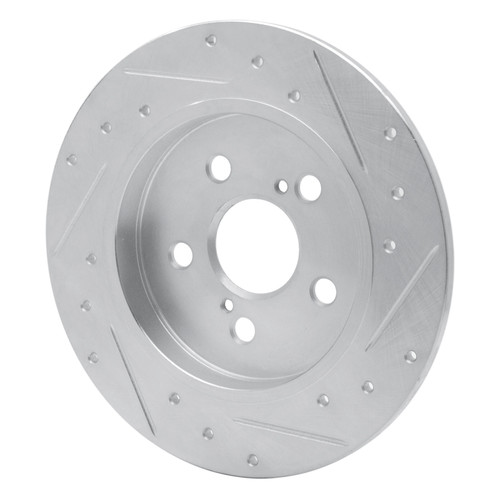 R1 09-24 Lexus CT200H Rear Left Drilled & Slotted Silver Brake Rotor