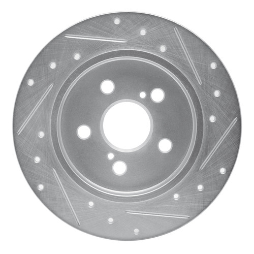 R1 09-24 Lexus CT200H Rear Left Drilled & Slotted Silver Brake Rotor