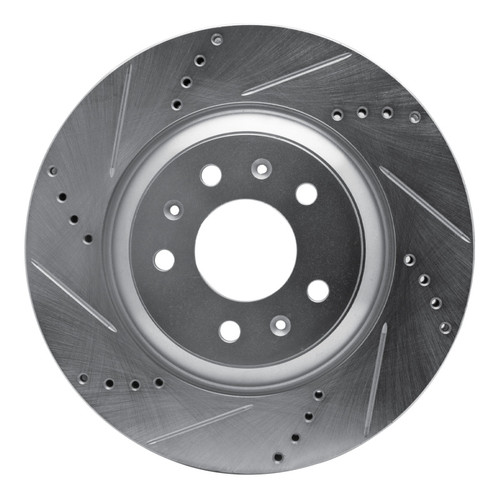 R1 04-08 Cadillac CTS Front Left Drilled & Slotted Silver Brake Rotor