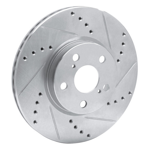 R1 08-19 Pontiac Vibe Front Right Drilled & Slotted Silver Brake Rotor