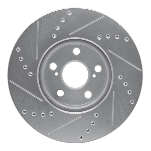 R1 08-19 Pontiac Vibe Front Right Drilled & Slotted Silver Brake Rotor