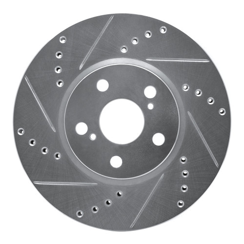 R1 08-19 Pontiac Vibe Front Left Drilled & Slotted Silver Brake Rotor
