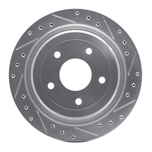 R1 97-13 Cadillac XLR Rear Right Drilled & Slotted Silver Brake Rotor