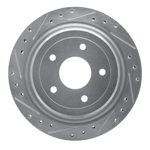R1 97-13 Cadillac XLR Rear Left Drilled & Slotted Silver Brake Rotor