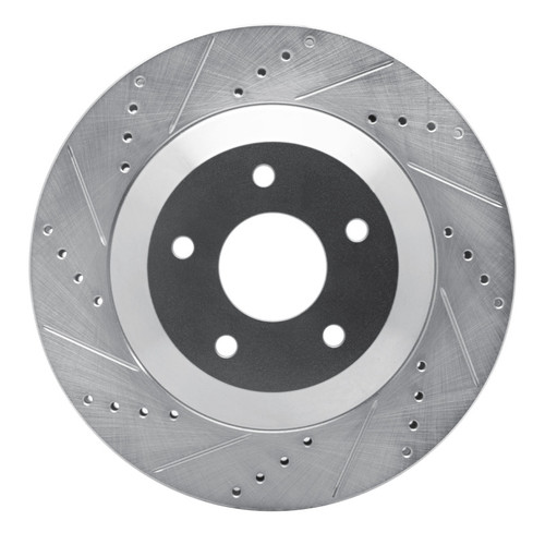R1 97-09 Cadillac XLR Right Front Drilled & Slotted Silver Brake Rotor