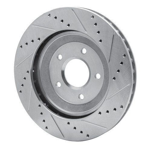 R1 97-09 Cadillac XLR Right Front Drilled & Slotted Silver Brake Rotor