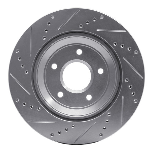 R1 97-09 Cadillac XLR Left Front Drilled & Slotted Silver Brake Rotor