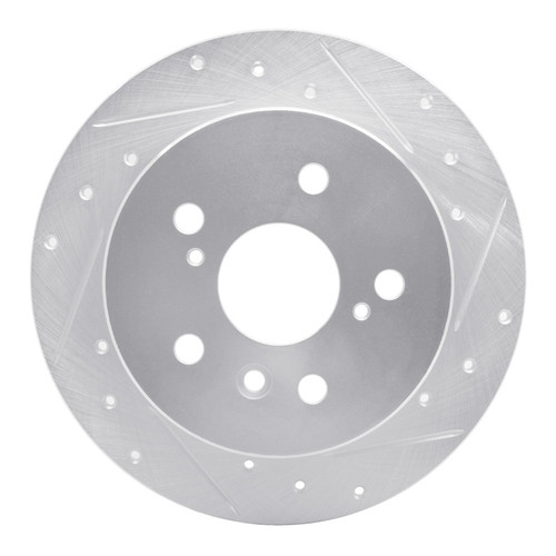 R1 07-12 Lexus ES350 Rear Right Drilled & Slotted Silver Brake Rotor