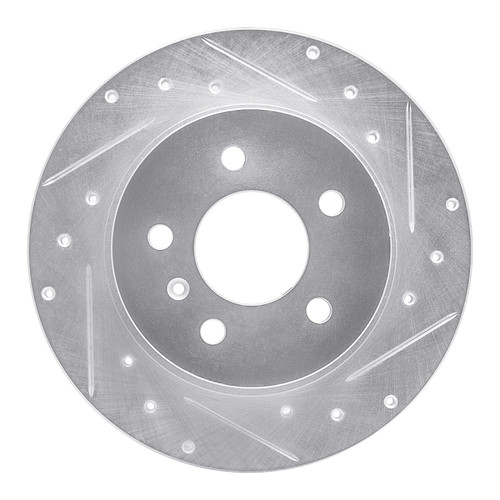 R1 06-11 Buick Lucerne Rear Right Drilled & Slotted Silver Brake Rotor