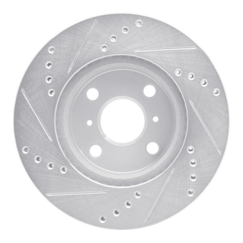 R1 06-19 Scion IQ Front Right Drilled & Slotted Silver Brake Rotor