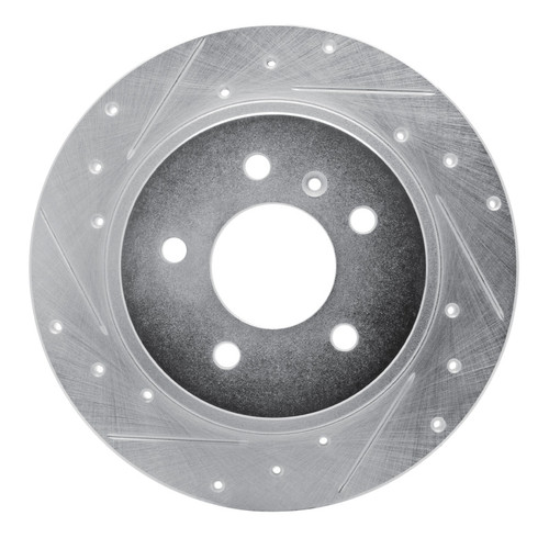 R1 06-11 Buick Lucerne Rear Left Drilled & Slotted Silver Brake Rotor