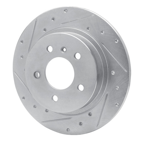 R1 06-11 Buick Lucerne Rear Left Drilled & Slotted Silver Brake Rotor