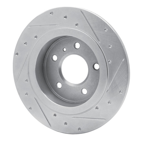 R1 06-11 Buick Lucerne Rear Left Drilled & Slotted Silver Brake Rotor