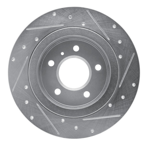 R1 06-11 Buick Lucerne Rear Left Drilled & Slotted Silver Brake Rotor