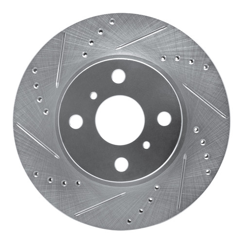 R1 06-19 Scion IQ Front Left Drilled & Slotted Silver Brake Rotor