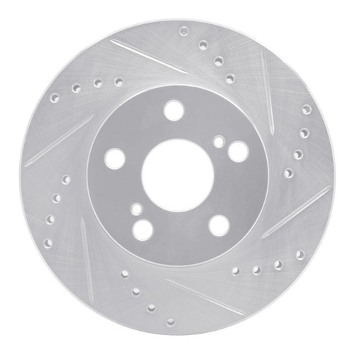 R1 04-09 Toyota Prius Front Right Drilled & Slotted Silver Brake Rotor