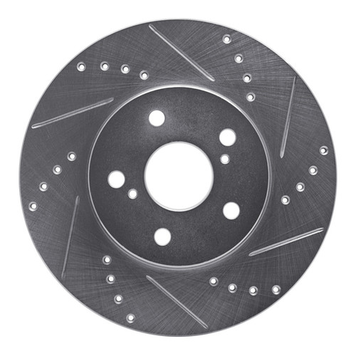 R1 02-15 Lexus IS250 Front Right Drilled & Slotted Silver Brake Rotor