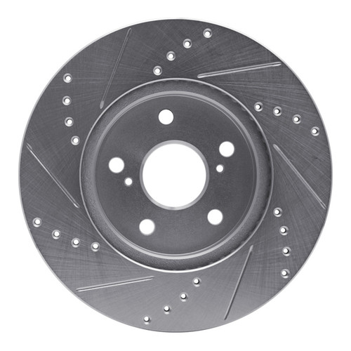 R1 02-15 Lexus IS250 Front Right Drilled & Slotted Silver Brake Rotor