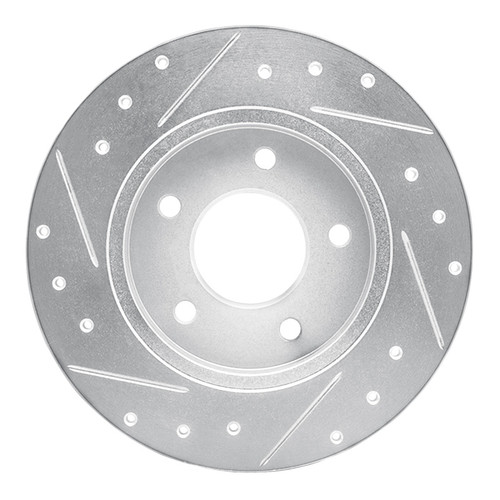 R1 94-99 Buick Regal Rear Right Drilled & Slotted Silver Brake Rotor