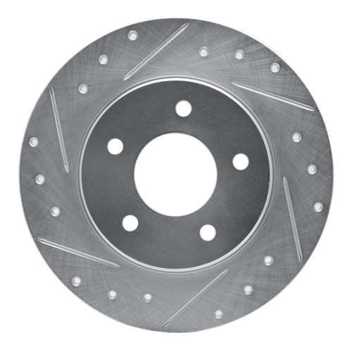 R1 94-99 Buick Regal Rear Left Drilled & Slotted Silver Brake Rotor