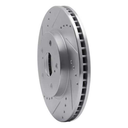 R1 02-15 Lexus IS250 Front Left Drilled & Slotted Silver Brake Rotor