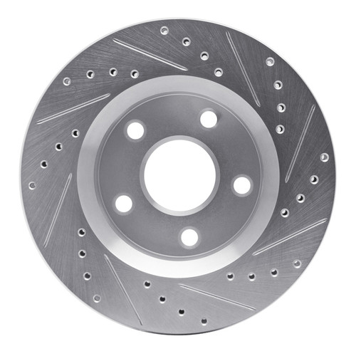 R1 07-18 Jeep Wrangler Front Left Drilled & Slotted Silver Brake Rotor