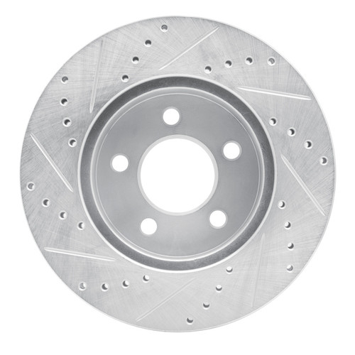 R1 02-07 Jeep Liberty Front Right Drilled & Slotted Silver Brake Rotor