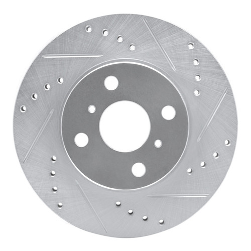 R1 00-05 Toyota Echo Front Left Drilled & Slotted Silver Brake Rotor