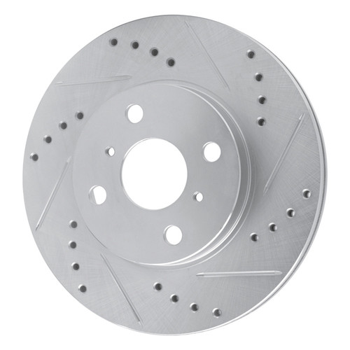 R1 00-05 Toyota Echo Front Left Drilled & Slotted Silver Brake Rotor