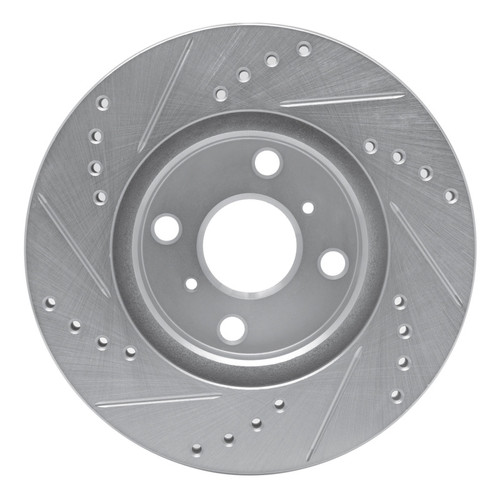 R1 00-05 Toyota Echo Front Left Drilled & Slotted Silver Brake Rotor