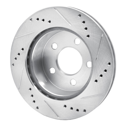 R1 99-06 Jeep Cherokee Front Left Drilled & Slotted Silver Brake Rotor
