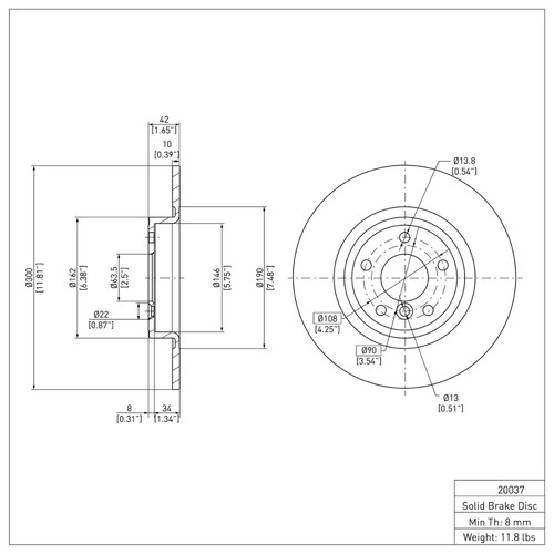 R1 17-19 Jaguar XE Rear Brake Rotor