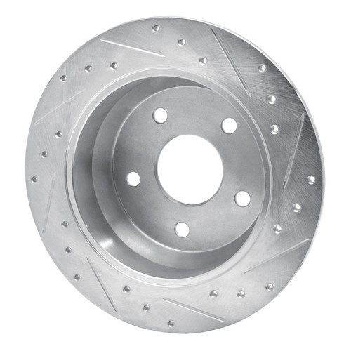 R1 99-04 Jeep Grand Cherokee Rear Left Drilled & Slotted Silver Brake Rotor