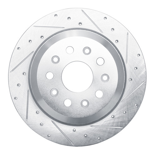 R1 99-04 Jeep Grand Cherokee Front Right Drilled & Slotted Silver Brake Rotor
