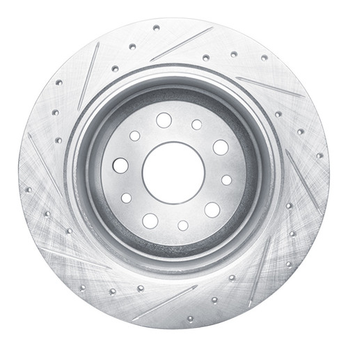 R1 99-04 Jeep Grand Cherokee Front Right Drilled & Slotted Silver Brake Rotor