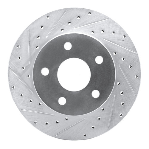 R1 99-04 Jeep Grand Cherokee Front Left Drilled & Slotted Silver Brake Rotor