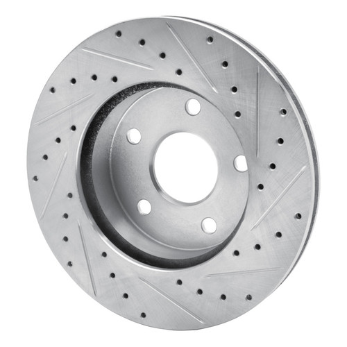 R1 99-04 Jeep Grand Cherokee Front Left Drilled & Slotted Silver Brake Rotor